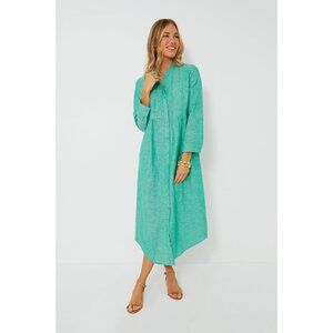 Pomander Place by Tuckernuck Sea Green Lydell Maxi Shirt Dress XS Cotton-Linen